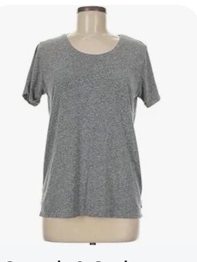 Scotch and Soda Classic  Heather Gray Scoop Neck T Shirt With Cuffed Sleeves